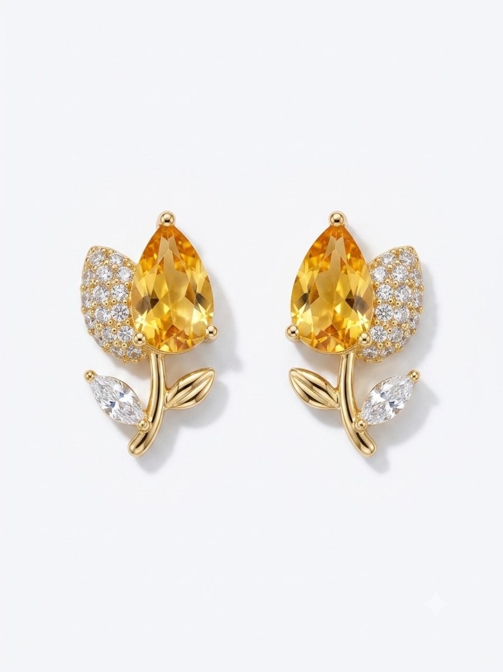 14k Gold-filled Citrine Floral Stud Earrings